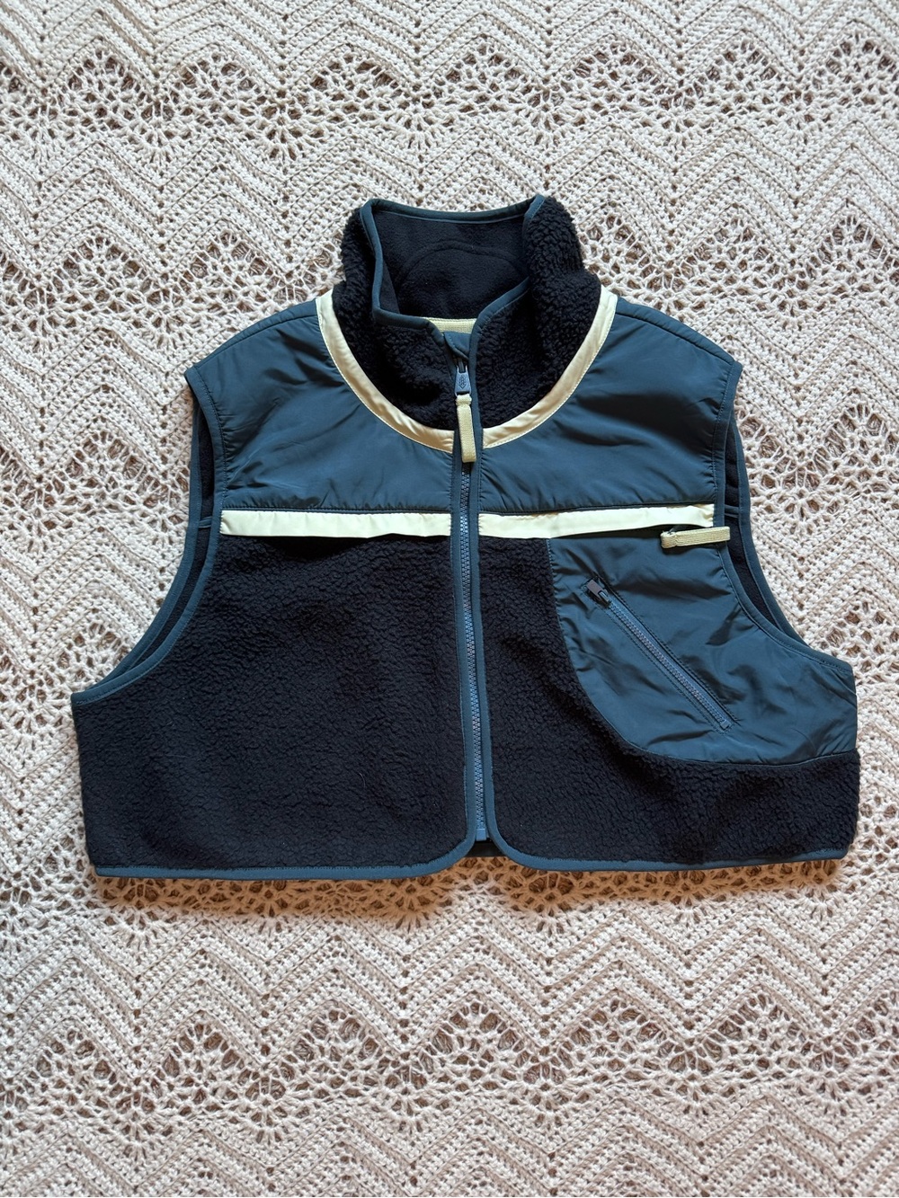 Free People Movement Hit The Slopes Cropped Vest Blue Green Women’s Large